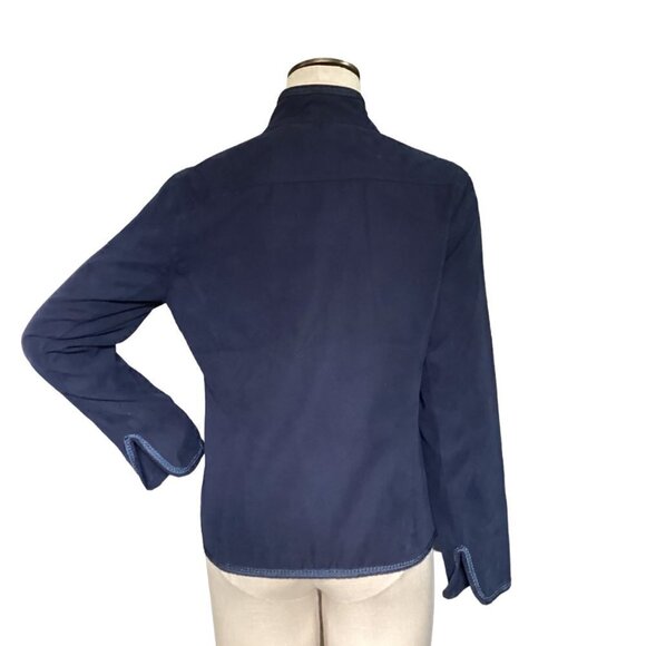 EP Pro Women's Full Zip Golf Jacket Faux Suede Embroidered Trim Sz M Blue #159M - Picture 7 of 9